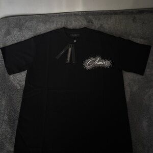 AMIRI Black Short Sleeve Tee with White Logo